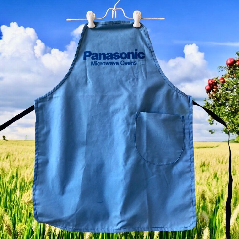 Vintage Rare Kitchen Blue Cooking Apron Panasonic Microwave Small AS IS